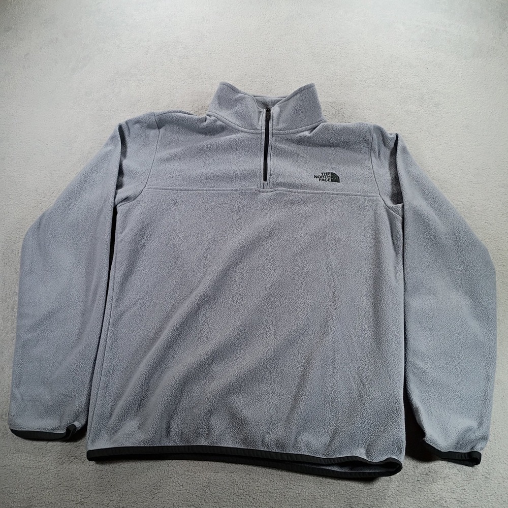The North Face Mens TKA 100 Quarter Zip Fleece Grey Small Lightweight Layer